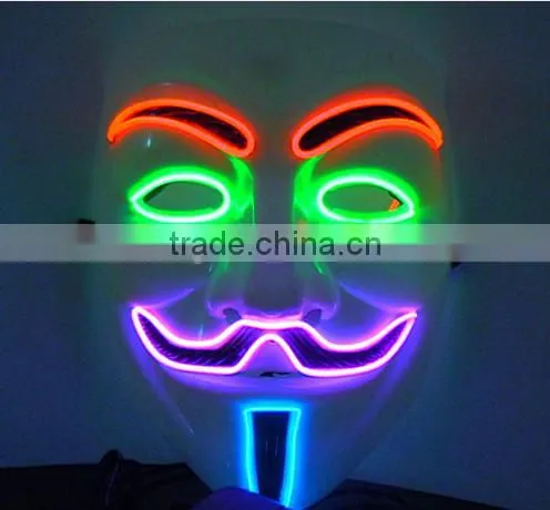 wholesale EL party led mask pvc led facial Halloween mask