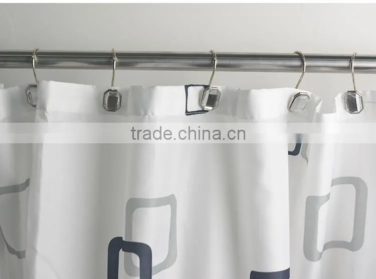 Pack of 12pcs White acrylic Bath Shower Ring Loop Bathroom Curtain Hooks/factory supply shower curtain hook/metal Curtain hooks
