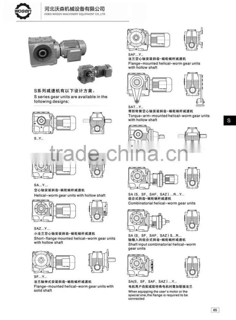 S97 SAF97 Ratio of 12.75~ 230.48 gear box motor helical gears hardened tooth surface modular one-piece gear speed reducer