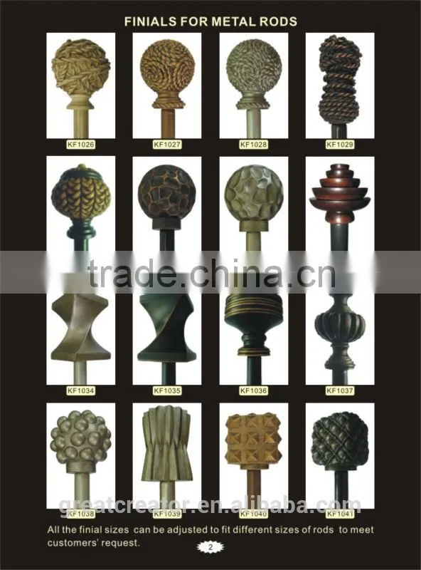 Decorative Antique White Pineapple Curtain Rod Finials For Large Wooden Poles