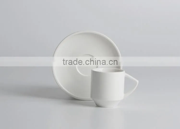 white durable ceramic rimmed espresso cup with saucer