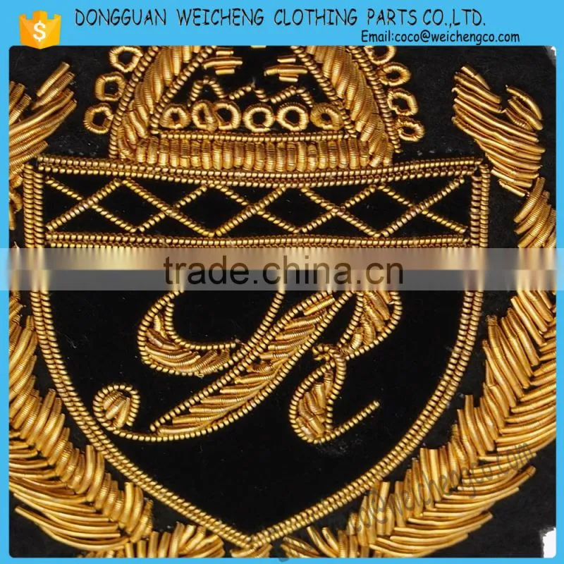 hand embroidery badges/Hand Embroidery Bullion Wire Badges