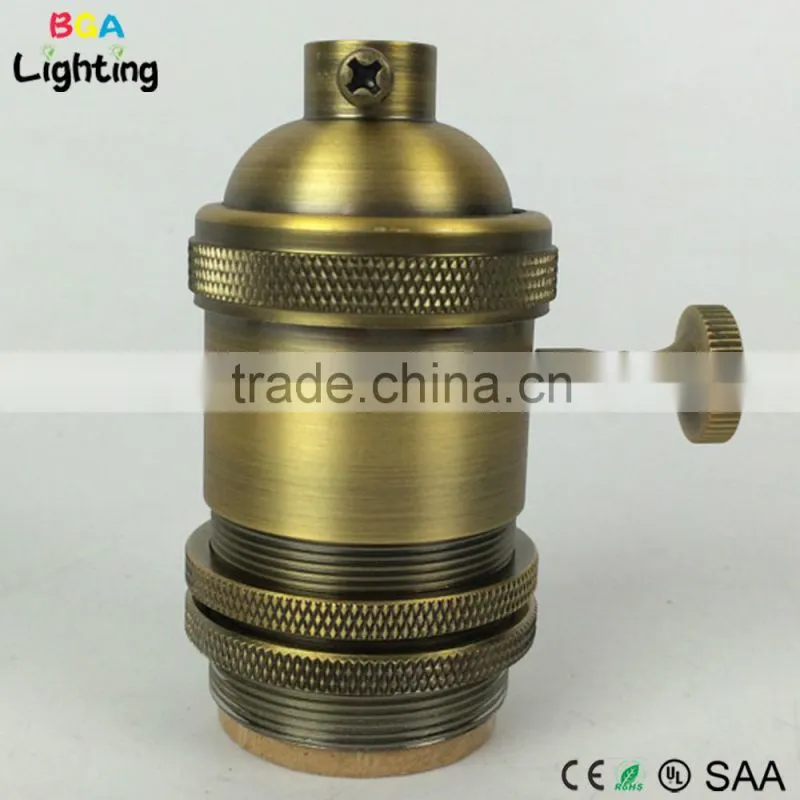 E26 Brass vintage iron light socket With Switch for DIY Pendant light