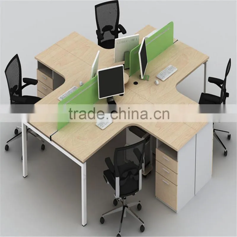 Modern Office Desks four People Wood Computer Workstation
