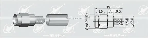 Rev Polarity SMA male body with female pin crimp straight for RG58 cable