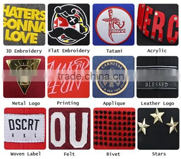 Customized sticker hat snapback caps