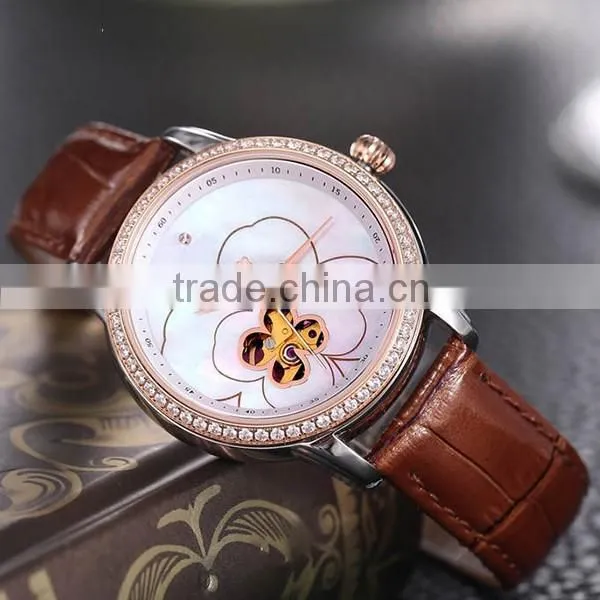 3-hand Transparent Back Ladies Flower Mechanical Watch