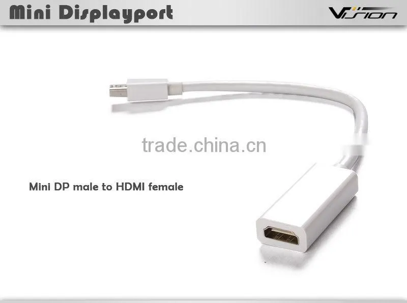 23cm white color mini displayport to HDMI adapter cable