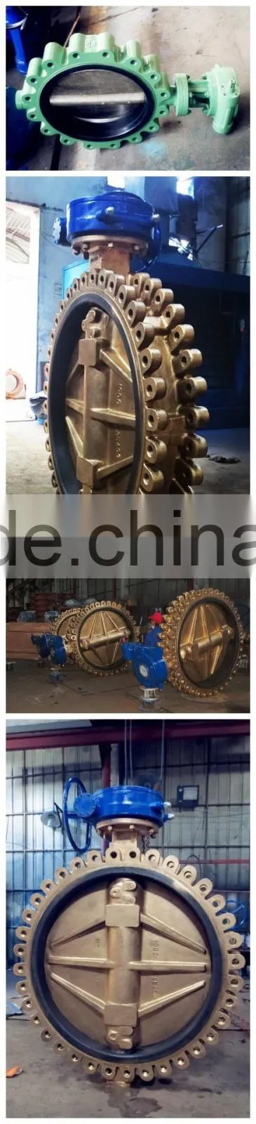 Al-bronze line-type soft seated Rubber lined DN400 worm gear operated EPDM seat center butterfly valve