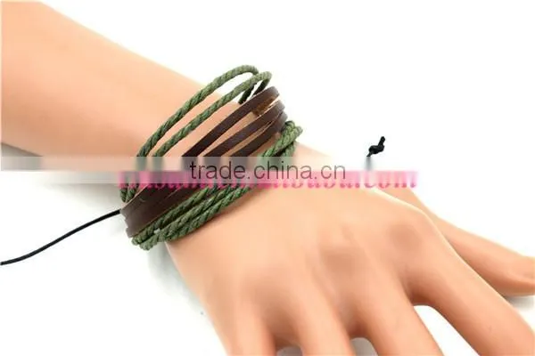 Wholesale new design Cotton cord Bracelet leather bracelet