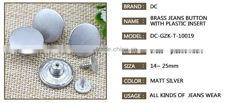 Hot Sale Factory Price Silver Jeans Button Jean Jacket Metal Button