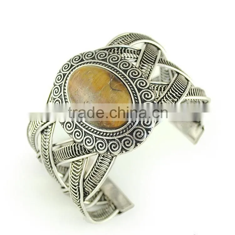 peacock green indian cuff bracelet, genuine stone bracelet