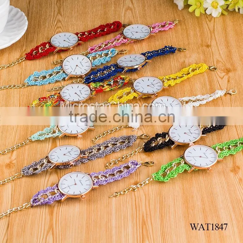 Women New Classic Geneva Ethnic Braided Analog Quartz Chain Bracelet Wrist Watch