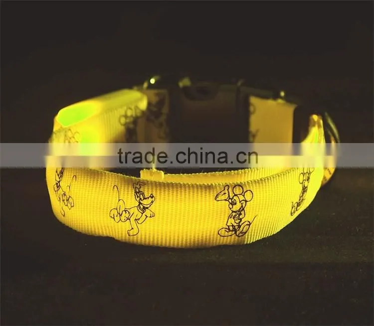Adjustable Lovely Pet Dog Flashing Safety Nylon Night Glow Collar LED Lights