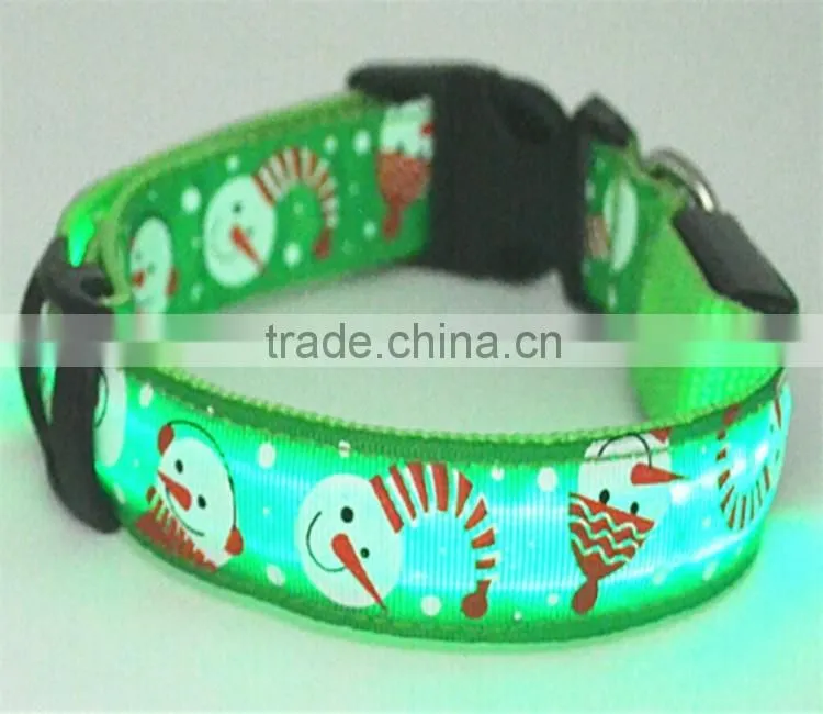 Night Light Nylon Adjustable Pet Dog Collar Lovely Christmas Flashing LED Safety Puppy Supplies