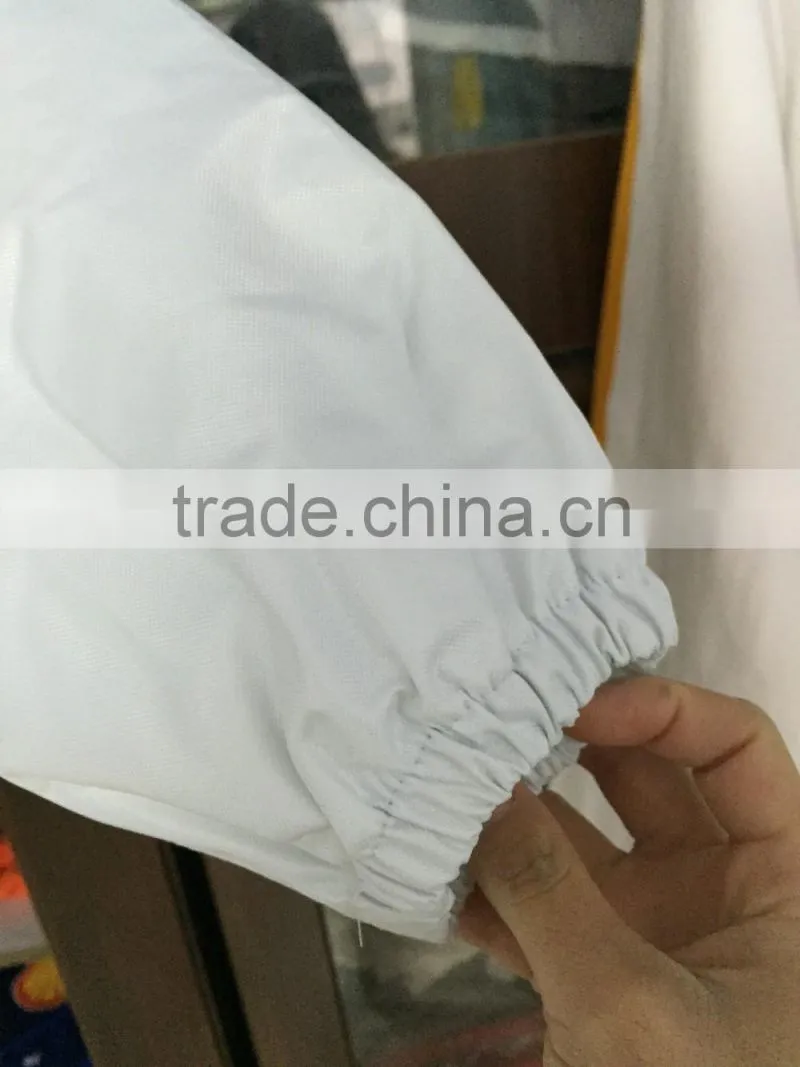 White coverall with reflective tapes 200D oxford/PVC coating
