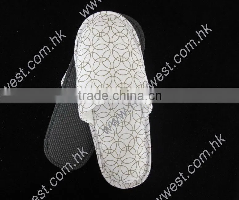 New Style Washable Printed Cotton Cloth hotel slippers with EVA sole / manufacturer
