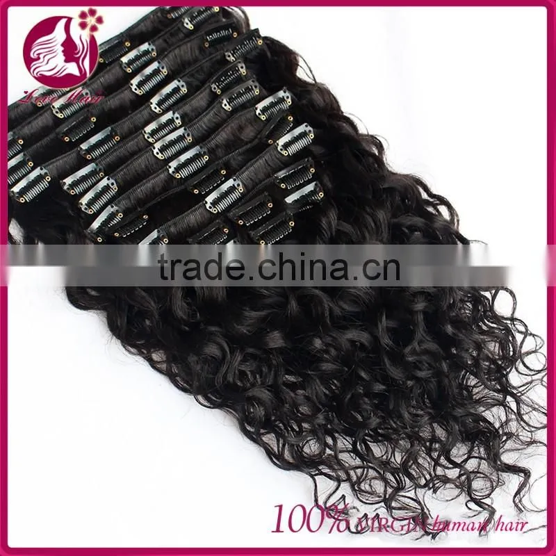 DHL Free Ship Deep Wave Human Hair 100g Clip In Extensions Indian Virgin Human Hair