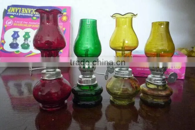 cheap price decorative colored blow control glass kerosene oil lamp glass kerosene table lamp