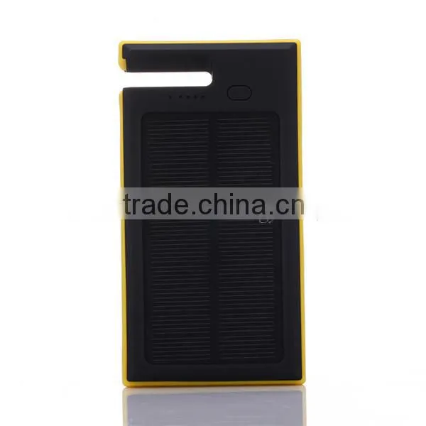 Yellow 5000mAh Dual USB Charger Power Bank Solar Charger With Holder