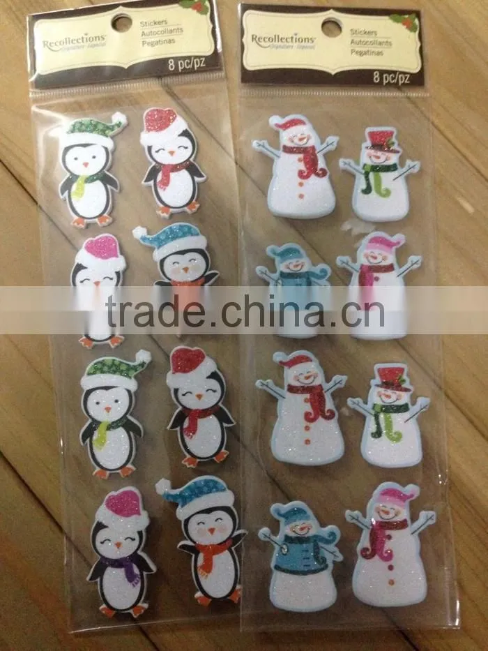 Christmas snowman glitter window sticker for promotional gifts