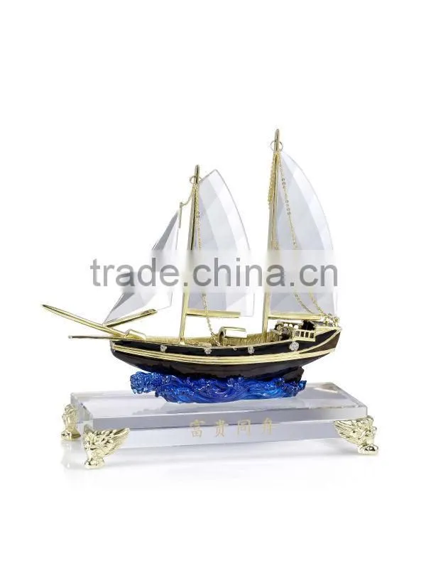 RORO home decoration crystal glass craft sailing ships household decor