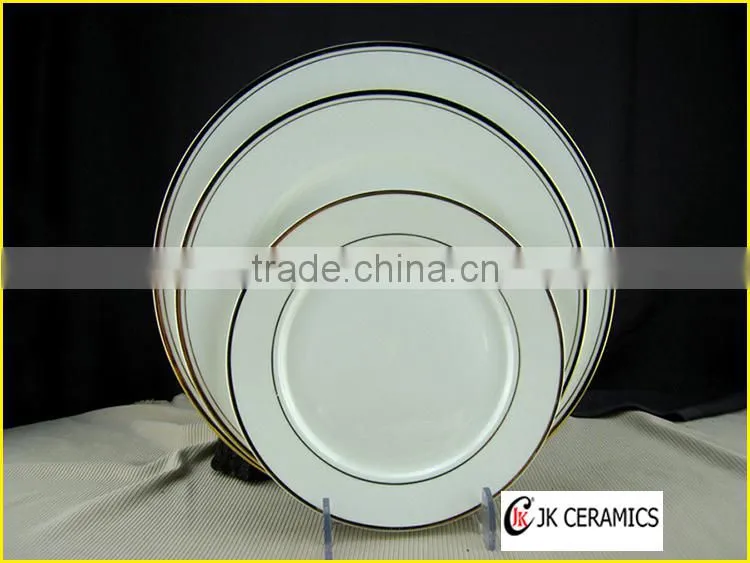 Wholesale Gold Rim Bone China Dinnerware set, White Dinnerware set