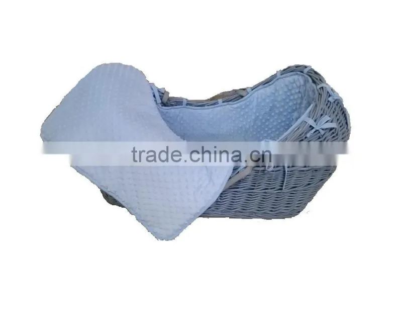 Grey Color Nursery Pod Wicker Basket with 100% Cotton Covering