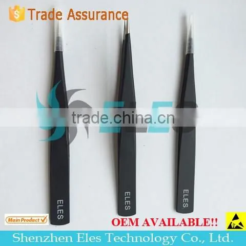 Wholesale black antistatic esd plastic tweezers