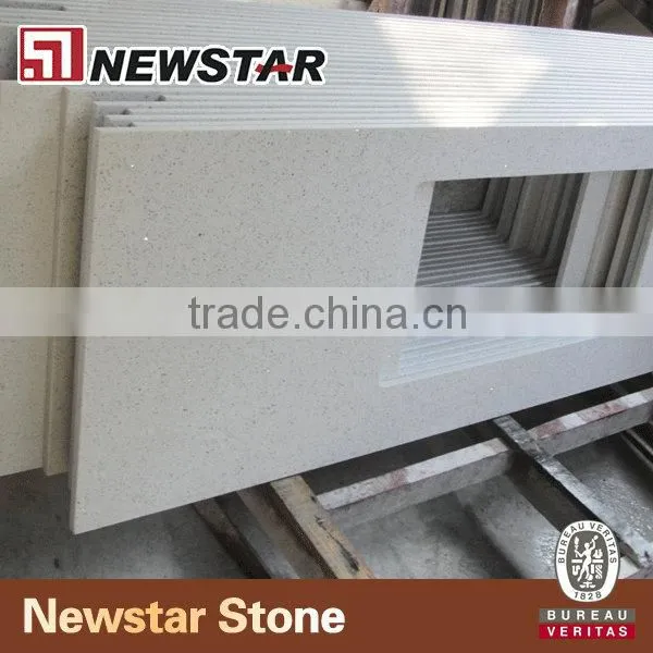 Bathroom vanity top sparkle white quartz stone