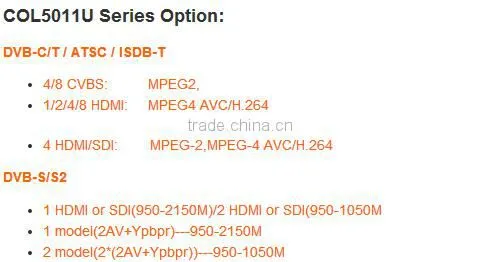 Digital TV DVB-S/S2 encoder modulator,hd mi to rf modulator COL5011U-B