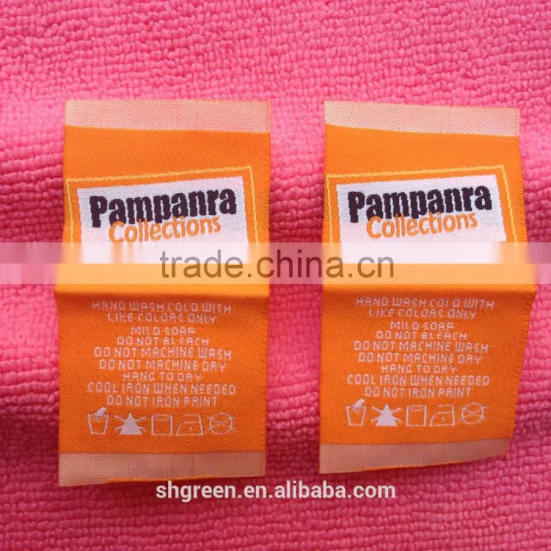 OEM soft taffeta woven label,sewn on garment label
