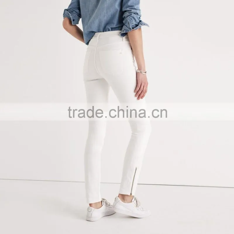 Special Latest Design Jeans Pants for Girl White Color