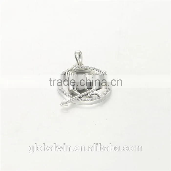 Hot Selling Solid Silver Bird Arrow Clear CZ Pendant For Gay Men Necklace