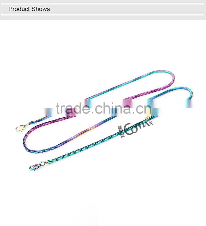 Long colorful decorative metal chain for bag