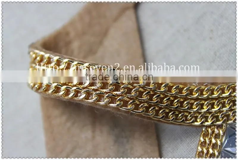 Whoelsale crystal acrylic velvet fabric collar, gold metallic women collar, women jacket big collar