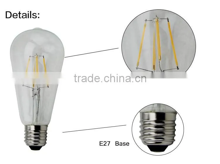 Edison Style Led Filament Bulb 2W 4W 6W 8W E27 Led Filament Lamp With 2 Years Warranty