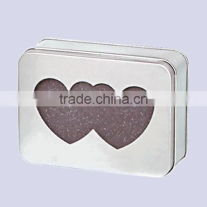 Jewelry tin box with PVC window on lid