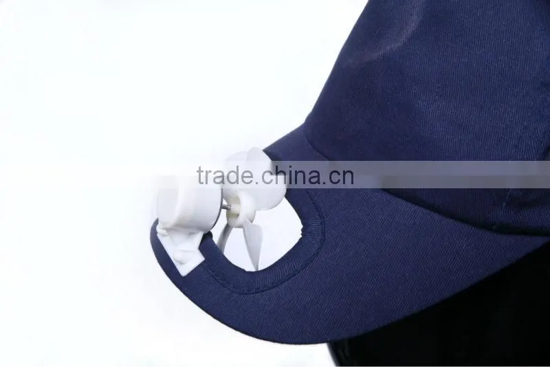 Factory direct sale low price novelty solar energy fan blue cool fishing hat