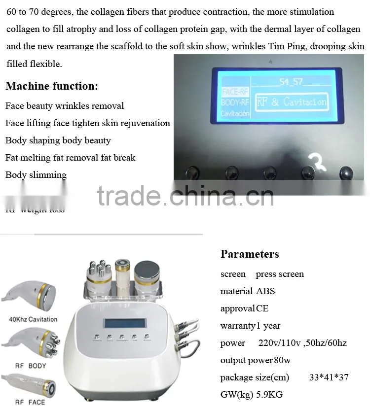 Portable 40khz 5Mhz RF two handles for face and body slimming machine CE