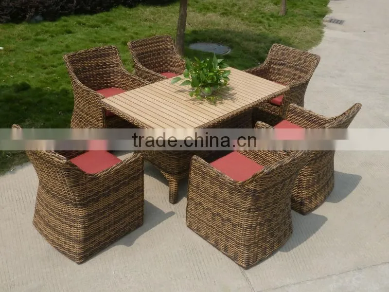 Luxury rattan garden hotel dining furniture (FL002+FC002-6)