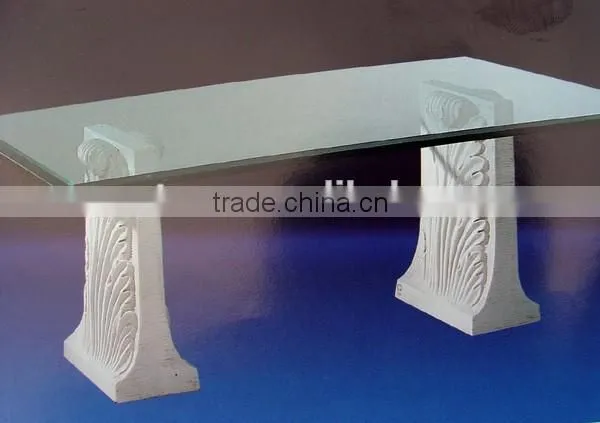 Modern style glass top hand carved marble base dining table