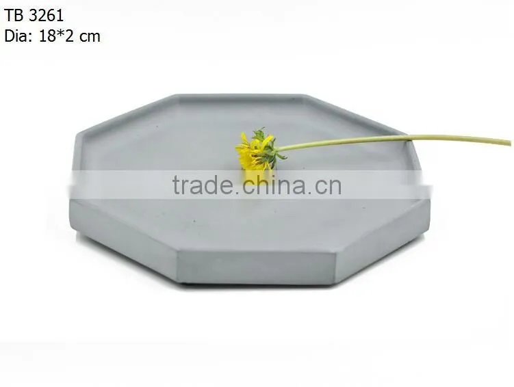industrial decor Hexagonal tray cement dry flower fruit dish