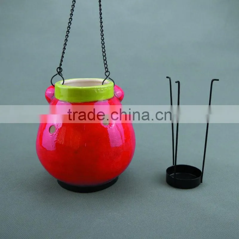 Outdoor Garden Hanging Ceramic Candle Lantern