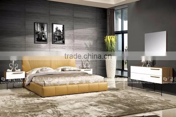 Gorgeous Modern Tufted Queen Size White PU Leather bed B9032