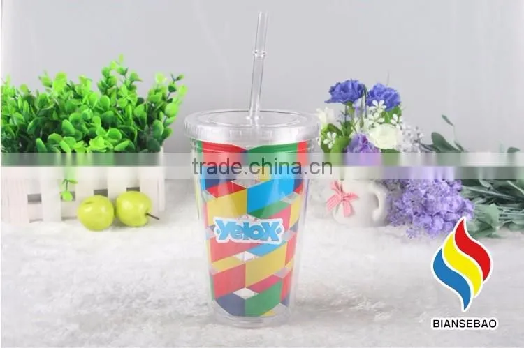 16oz double wall personalized acrylic tumbler with straw