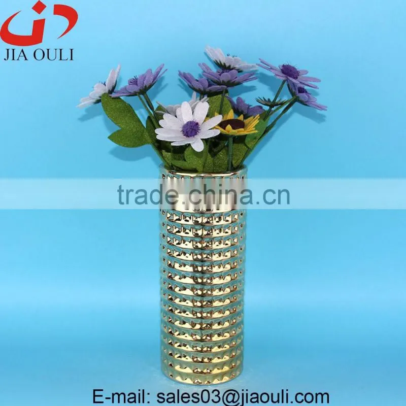Quality plating golden ceramic vases for home decor, tall gold vases