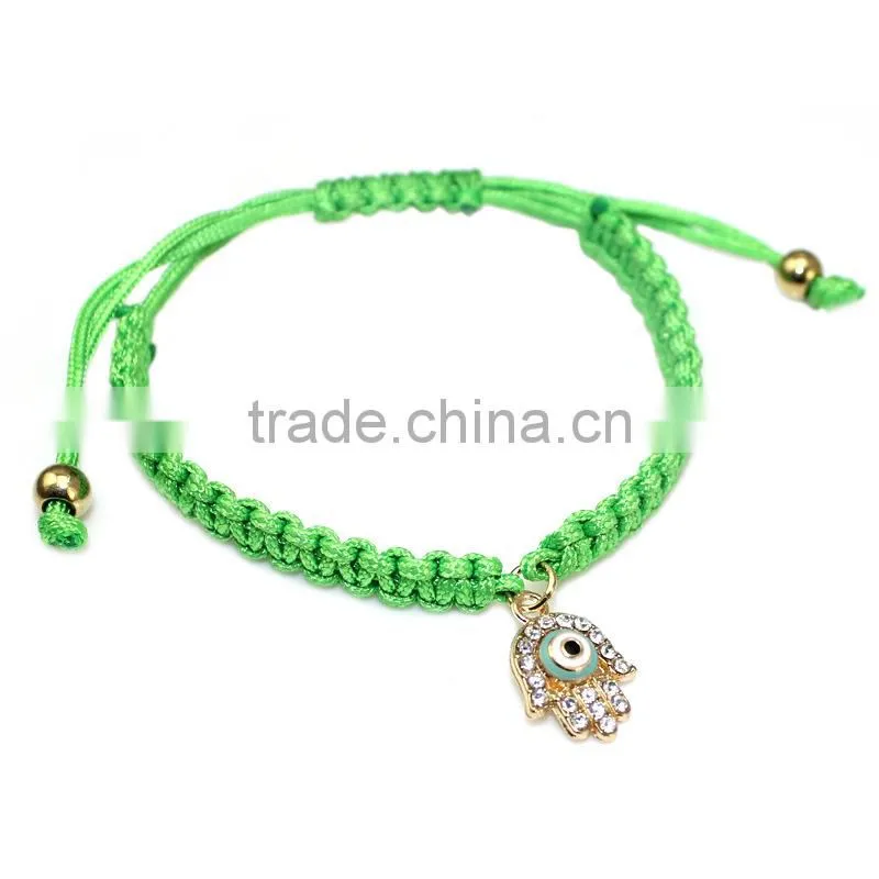 enamel gold heart charm handwoven bracelet adjustable braided macrame bracelet promotional friendship bracelet