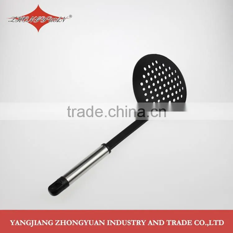 Plastic material nylon skimmer kitchen utensils of steel tube handle