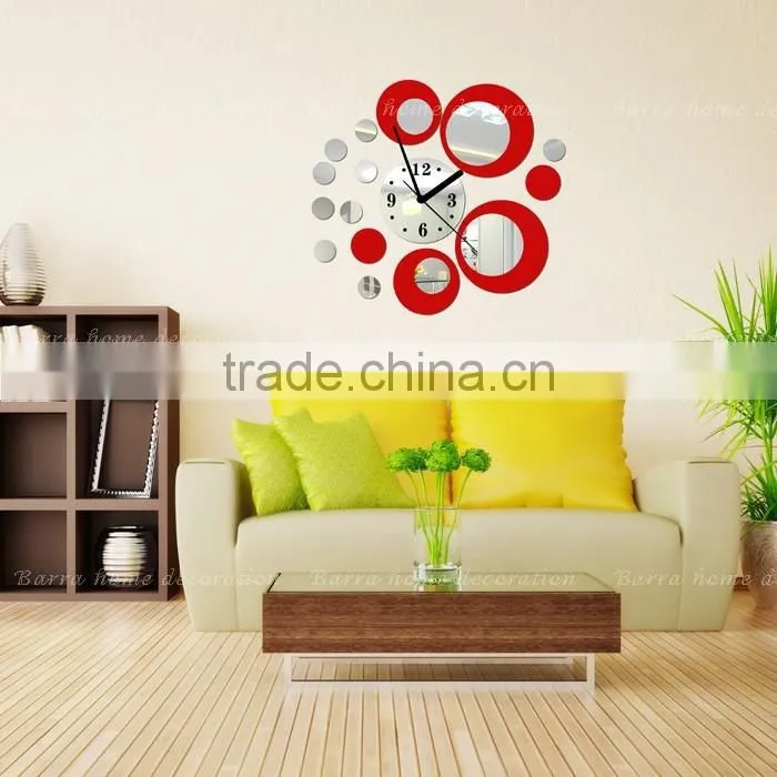 Latest decorative wall mirror clock sticker for home decoration, clockwall stickers,sitting room fashion mirror wall stickers